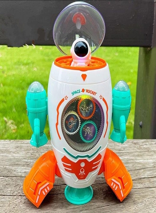 TEMSON Space Rocket Musical Toy - 360 Degree Rotation Space Rocket Robot Toys, Gear Rotation Musical Space Shuttle Toys, Space Robot Dancing Toys with Light and Music (Assorted Color) - Image 2